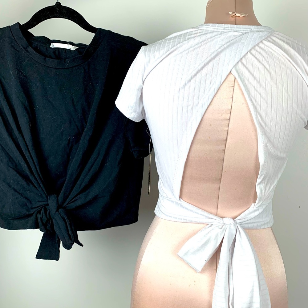 Black & White Crop Tied Top Bundle